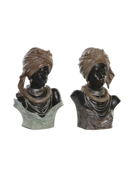 Figurine Décorative DKD Home Decor 26 x 17 x 40 cm Noir Beige Colonial Africaine (2 Unités)
