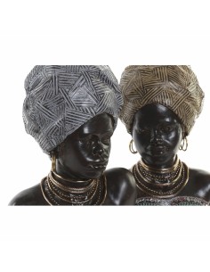 Figurine Décorative DKD Home Decor Doré Argenté Colonial Africaine 24 x 18 x 36 cm (2 Unités) (2 Pièces) 2
