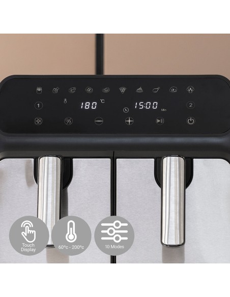Friteuse à Air InnovaGoods Fryinn Double 8000 Noir 3400 W 8 L Acier inoxydable
