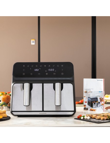 Friteuse à Air InnovaGoods Fryinn Double 8000 Noir 3400 W 8 L Acier inoxydable