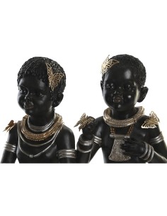 Figurine Décorative DKD Home Decor 20,5 x 18 x 35 cm Noir Colonial Africaine (2 Unités) 2