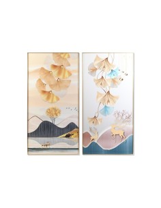 Cadre DKD Home Decor 80 x 3 x 160 cm Feuille d'une plante (2 Unités)