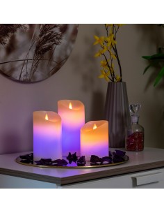 Bougies LED Multicolores Effet Flamme avec Télécommande Lendles InnovaGoods 3 Unités