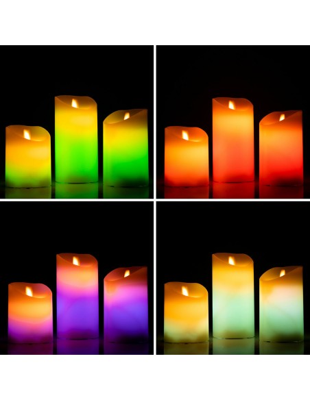 Bougies LED Multicolores Effet Flamme avec Télécommande Lendles InnovaGoods 3 Unités