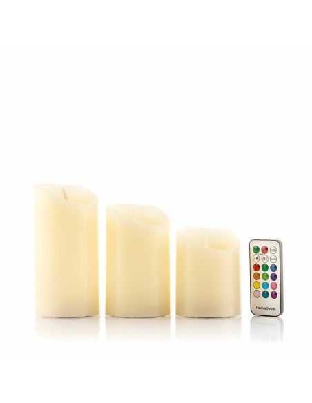 Bougies LED Multicolores Effet Flamme avec Télécommande Lendles InnovaGoods 3 Unités