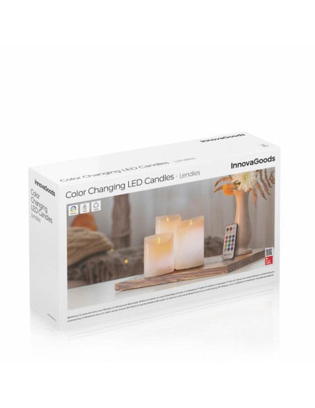 Bougies LED Multicolores Effet Flamme avec Télécommande Lendles InnovaGoods 3 Unités