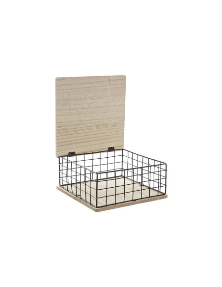 Boîte Décorative DKD Home Decor Noir Naturel Métal Bois MDF