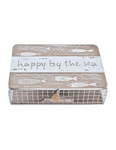 Boîte Décorative DKD Home Decor Blanc Marron Bois Métal Spirales méditerranéen