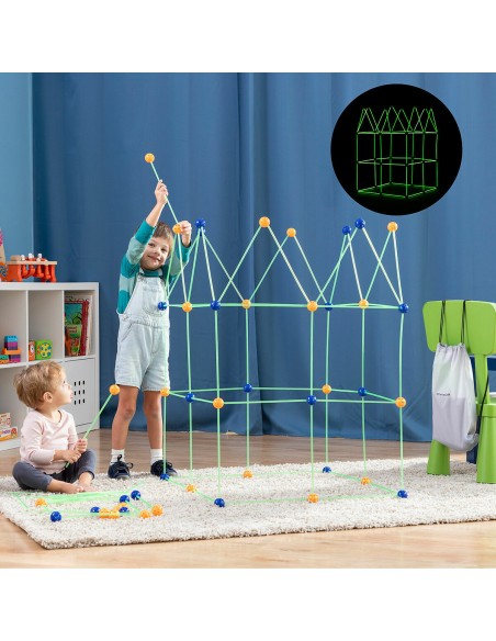 Kit de Construction de Fort pour Enfants Builkitt InnovaGoods 155 Pièces