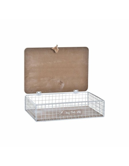 Boîte Décorative DKD Home Decor Blanc Marron Bois Métal Spirales méditerranéen