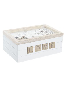 Boîte Décorative DKD Home Decor Blanc Naturel Bois MDF