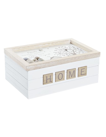 Boîte Décorative DKD Home Decor Blanc Naturel Bois MDF