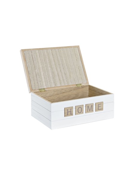 Boîte Décorative DKD Home Decor Blanc Naturel Bois MDF