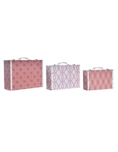 Set de boîtes décoratives DKD Home Decor Toile Bois (40 x 31 x 15 cm)