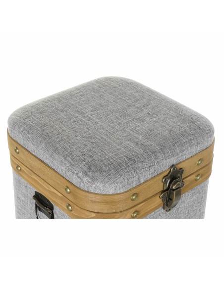 Set de boîtes décoratives DKD Home Decor Gris Bois Polyester (3 pcs)