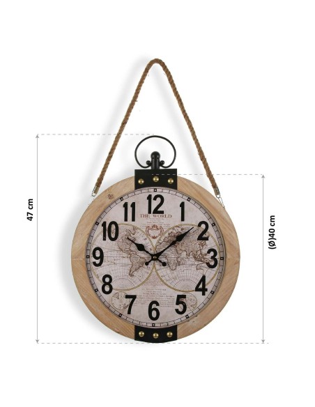 Horloge Murale Versa Mapamundi 40 x 6,5 x 47 cm Bois MDF