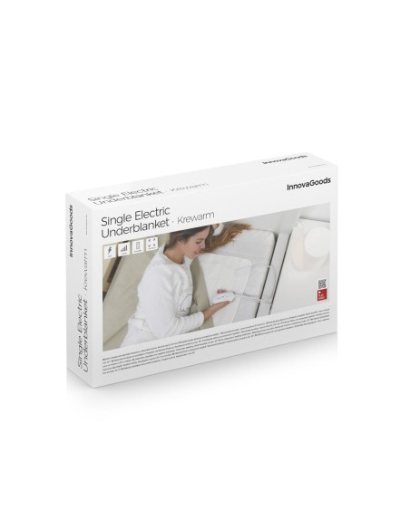 Surmatelas Chauffant Électrique Simple Krewarm InnovaGoods 60 W 80 x 150 cm Blanc