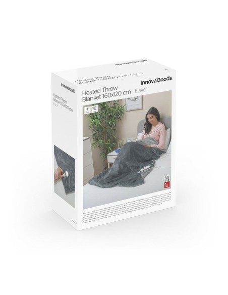 Couverture Chauffante Elakef InnovaGoods Gris 120 x 160 cm 160 W