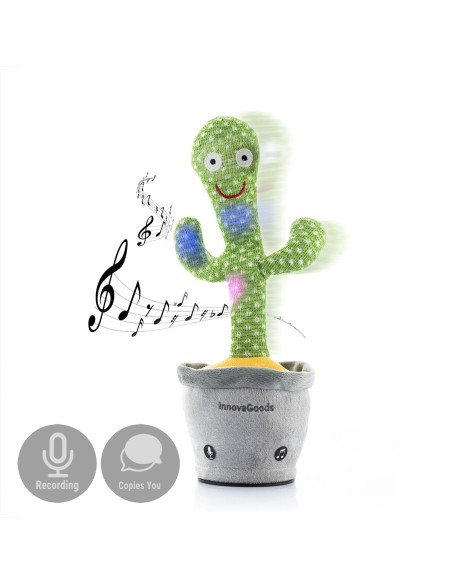Cactus Dansant et Parlant Rechargeable avec Musique et LED Multicolore Cacxi InnovaGoods