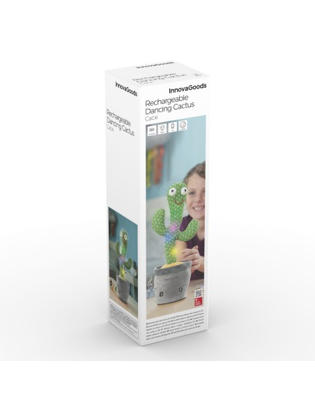 Cactus Dansant et Parlant Rechargeable avec Musique et LED Multicolore Cacxi InnovaGoods