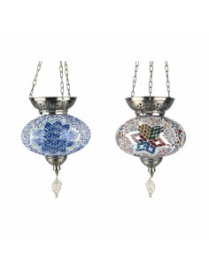 Suspension DKD Home Decor 25 x 25 x 49 cm Verre Métal Multicouleur 25 x 25 x 40 cm 50 W (2 Unités)