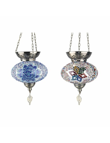 Suspension DKD Home Decor 25 x 25 x 49 cm Verre Métal Multicouleur 25 x 25 x 40 cm 50 W (2 Unités)