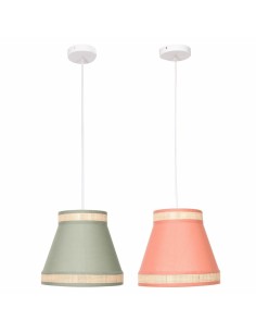 Suspension DKD Home Decor 30 x 30 x 28 cm Naturel Orange Vert Rotin 28 x 28 x 28 cm 50 W (2 Unités)