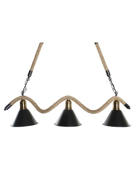 Suspension DKD Home Decor Naturel Noir Métal Corde 50 W (85 x 18 x 20 cm)