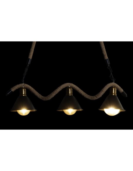 Suspension DKD Home Decor Naturel Noir Métal Corde 50 W (85 x 18 x 20 cm)