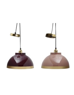 Suspension DKD Home Decor 33 x 33 x 24 cm Rose Métal Lila 50 W (2 Unités)