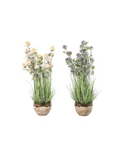 Plante décorative DKD Home Decor 30 x 30 x 78 cm Rose Métal Lila Vert PVC (2 Unités)