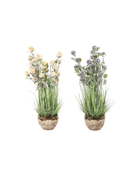 Plante décorative DKD Home Decor 30 x 30 x 78 cm Rose Métal Lila Vert PVC (2 Unités)