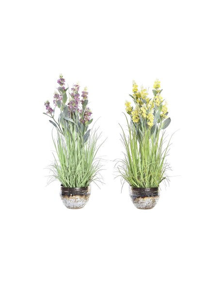 Plante décorative DKD Home Decor Porcelaine Rose Polyéthylène Jaune 20 x 20 x 66 cm (2 Unités)