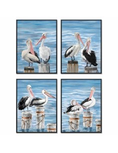 Cadre DKD Home Decor Oiseau méditerranéen (53 x 3,5 x 73 cm) (4 Unités)
