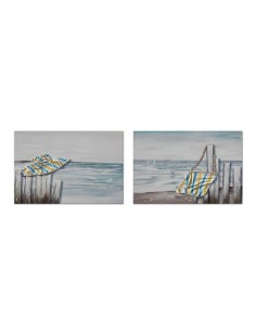 Cadre DKD Home Decor Plage méditerranéen (90 x 2,5 x 60 cm) (2 Unités)