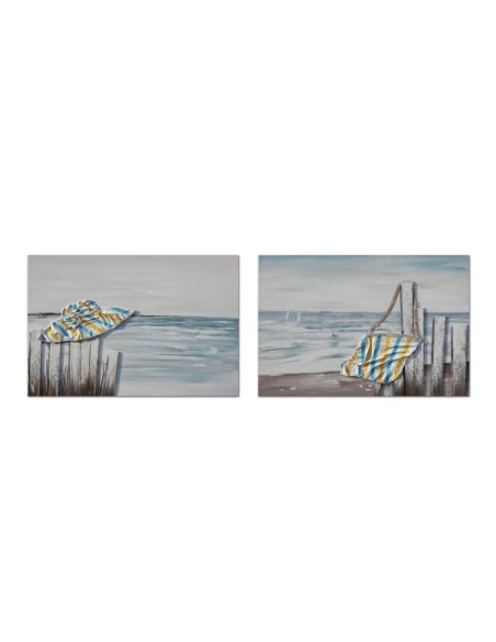 Cadre DKD Home Decor Plage méditerranéen (90 x 2,5 x 60 cm) (2 Unités)