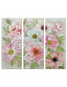 Cadre DKD Home Decor Fleurs 60 x 3 x 150 cm Shabby Chic (3 Pièces)