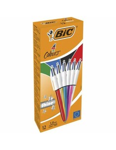 Ensemble de Stylos Bic Shine Silver Blanc Multicouleur (12 Pièces)
