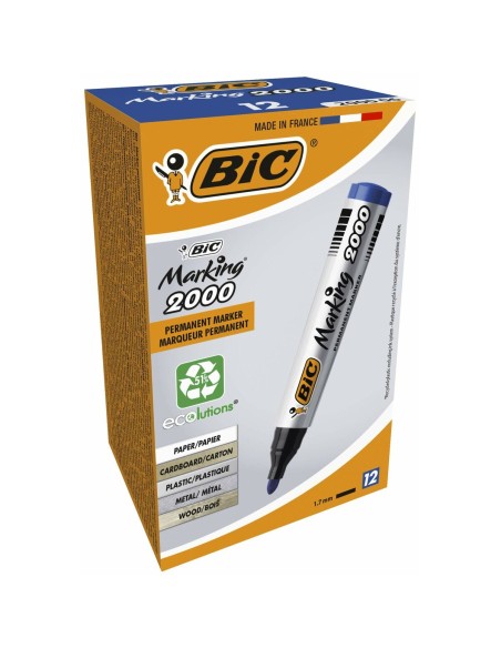 Marqueur permanent Bic Marking 2000 Bleu 12 Pièces