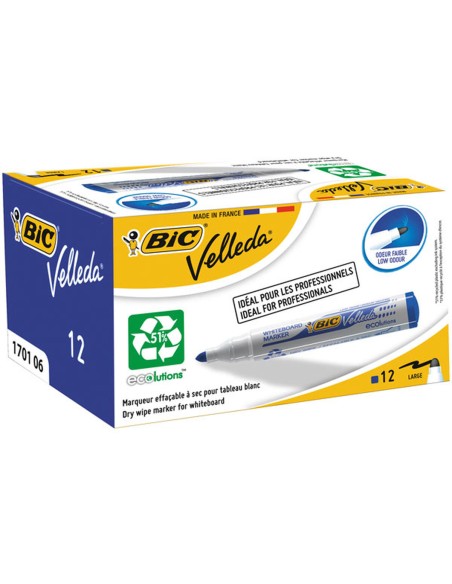 marqueur craie liquide Bic Velleda Ecolutions 1701 Bleu (12 Pièces)