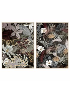 Cadre DKD Home Decor Tropical Feuille d'une plante 83 x 4,5 x 122,5 cm 83 x 4,5 x 123 cm (2 Unités)