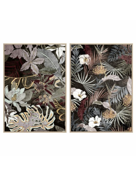 Cadre DKD Home Decor Tropical Feuille d'une plante 83 x 4,5 x 122,5 cm 83 x 4,5 x 123 cm (2 Unités)