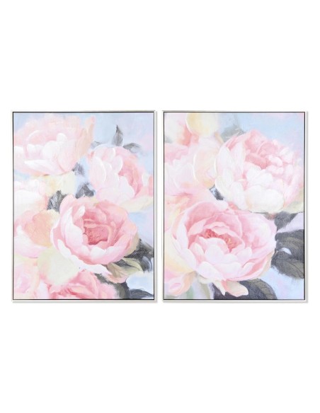 Cadre DKD Home Decor 60 x 3,5 x 80 cm 60 x 3 x 80 cm Fleurs Romantique (2 Unités)