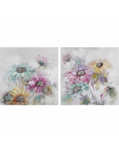 Cadre DKD Home Decor 100 x 3,5 x 100 cm Fleurs Shabby Chic (2 Unités)