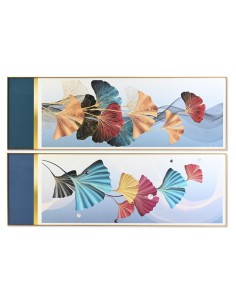 Cadre DKD Home Decor 180 x 3 x 60 cm Moderne Feuille d'une plante (2 Unités)