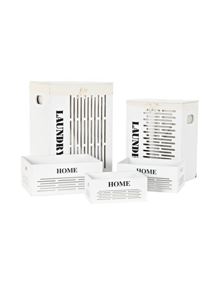 Lot de paniers DKD Home Decor Blanc Noir Beige Bois MDF 40 x 30 x 56 cm (5 Pièces) (5 Unités)