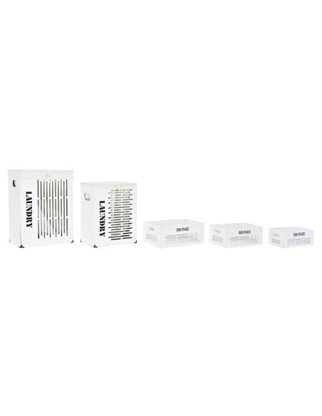 Lot de paniers DKD Home Decor Blanc Noir Beige Bois MDF 40 x 30 x 56 cm (5 Pièces) (5 Unités)