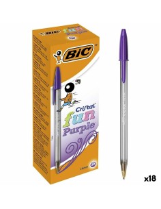 Ensemble de Stylos Bic Cristal Fun Pourpre 1,6 mm (18 Unités)