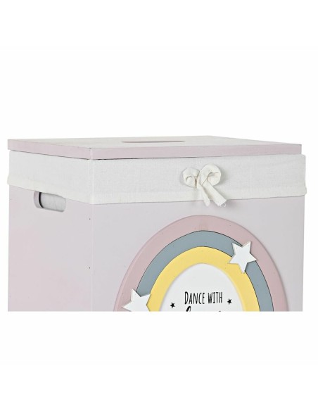 Lot de paniers DKD Home Decor Jaune Blanc Gris Rose Bois de paulownia Enfant 40 x 30 x 55 cm (5 Pièces) (5 Unités)