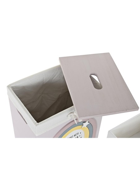 Lot de paniers DKD Home Decor Jaune Blanc Gris Rose Bois de paulownia Enfant 40 x 30 x 55 cm (5 Pièces) (5 Unités)